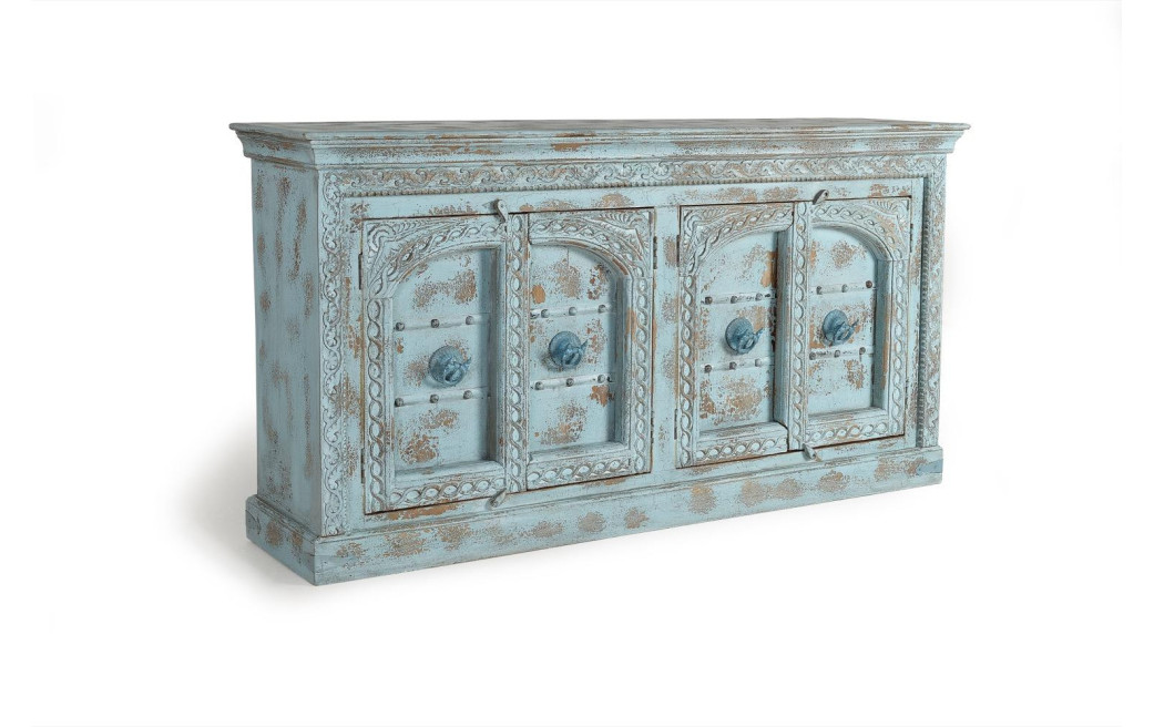 Holztruhe Blau 190x45x100cm