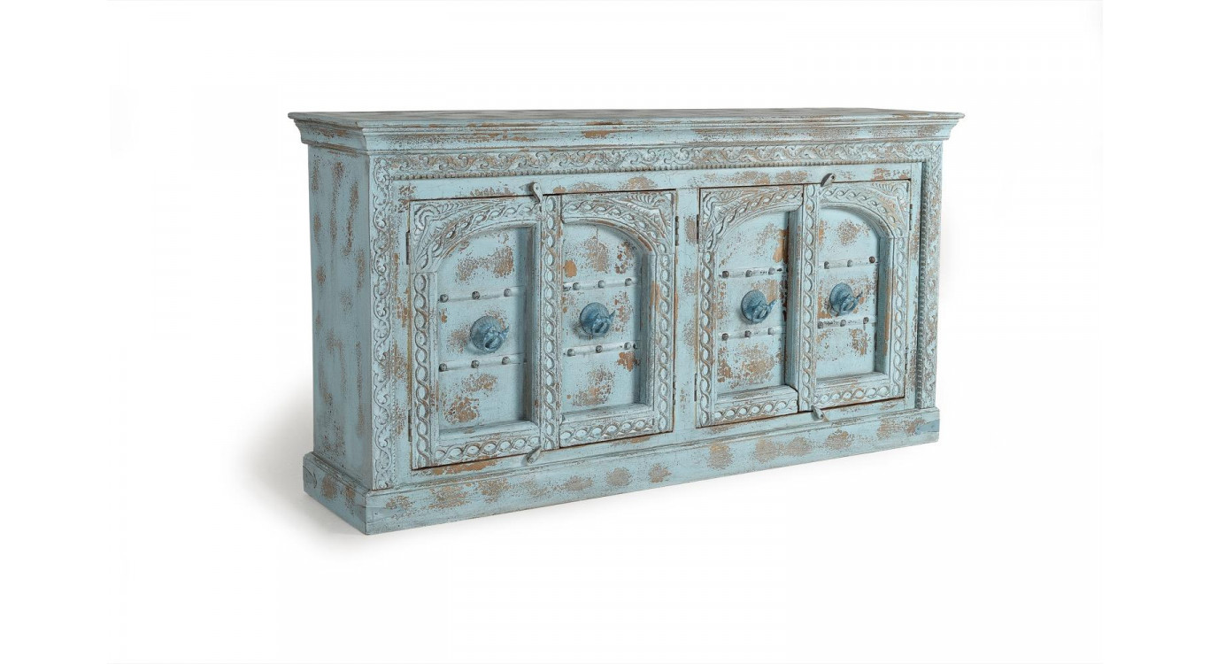 Holztruhe Blau 190x45x100cm