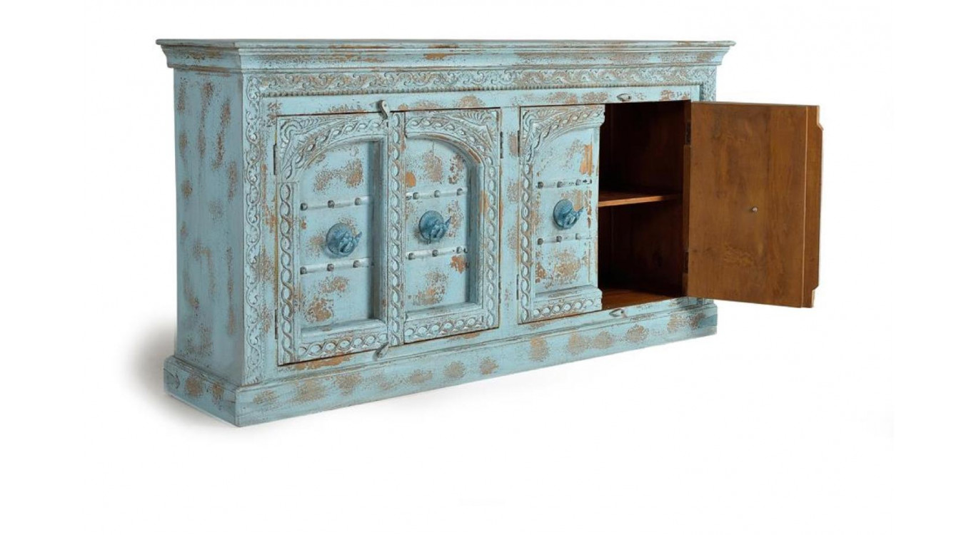 Holztruhe Blau 190x45x100cm