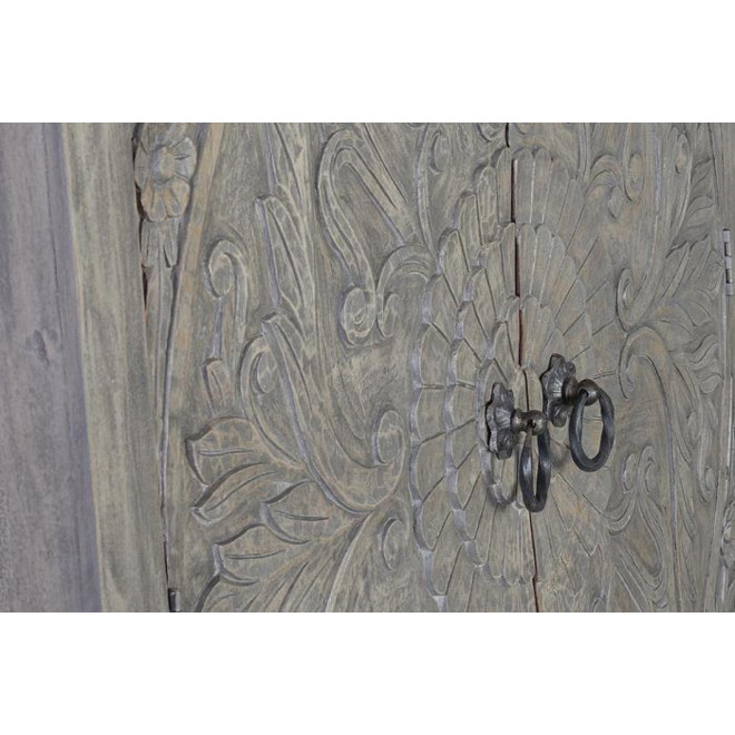 Armoire Bois, Fer Gris 116x42x180cm