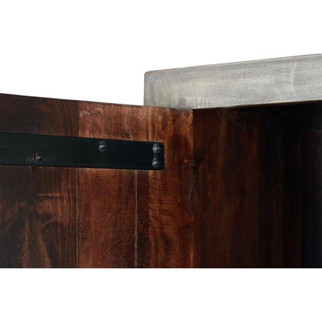 Schrank Holz, Eisen Grau 116x42x180cm