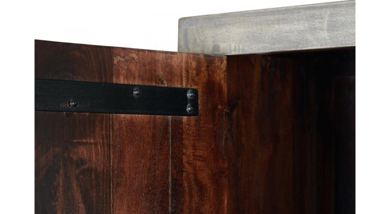 Armoire Bois, Fer Gris 116x42x180cm