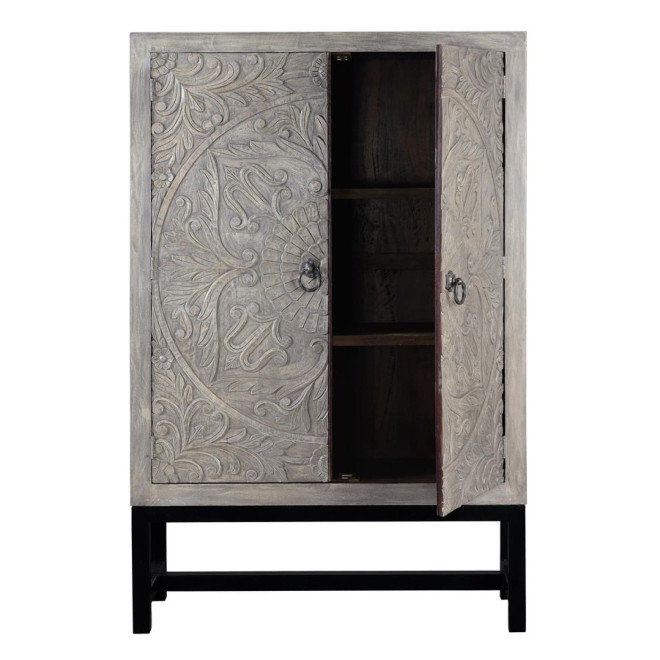 Armoire Bois, Fer Gris 116x42x180cm
