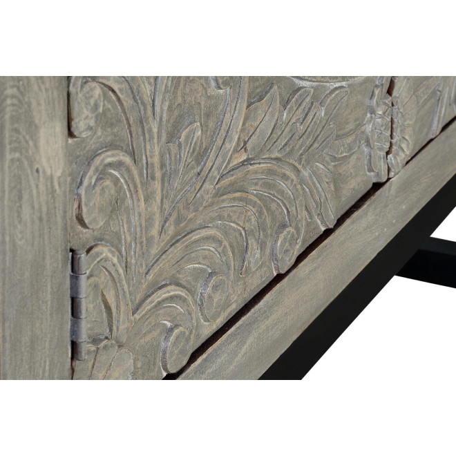 Schrank Holz, Eisen Grau 116x42x180cm