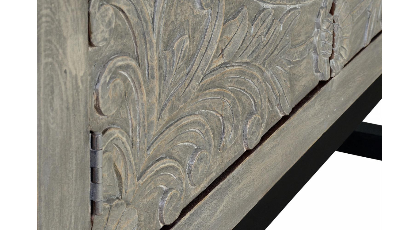 Armoire Bois, Fer Gris 116x42x180cm