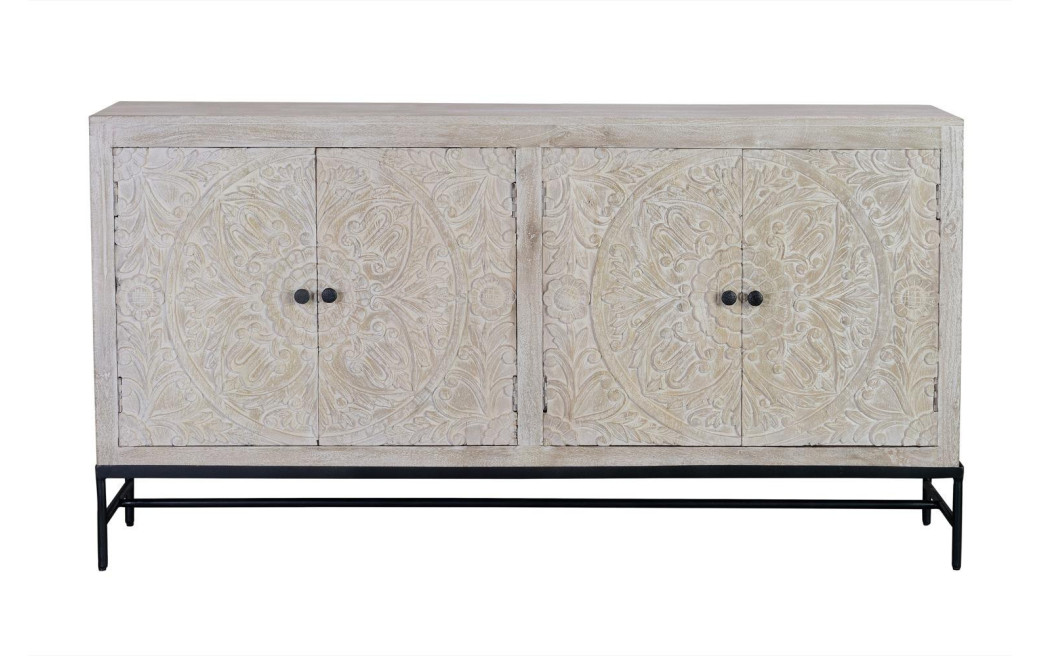 Truhe Holz, Eisen Weiß 170x39x90cm