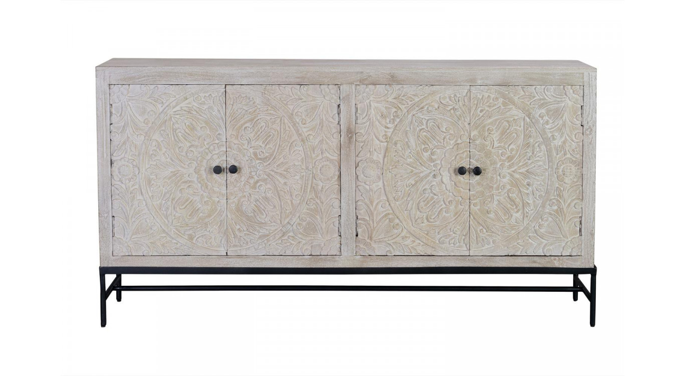 Truhe Holz, Eisen Weiß 170x39x90cm