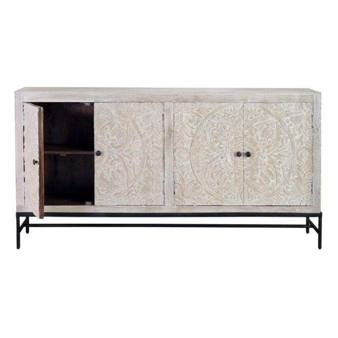Truhe Holz, Eisen Weiß 170x39x90cm