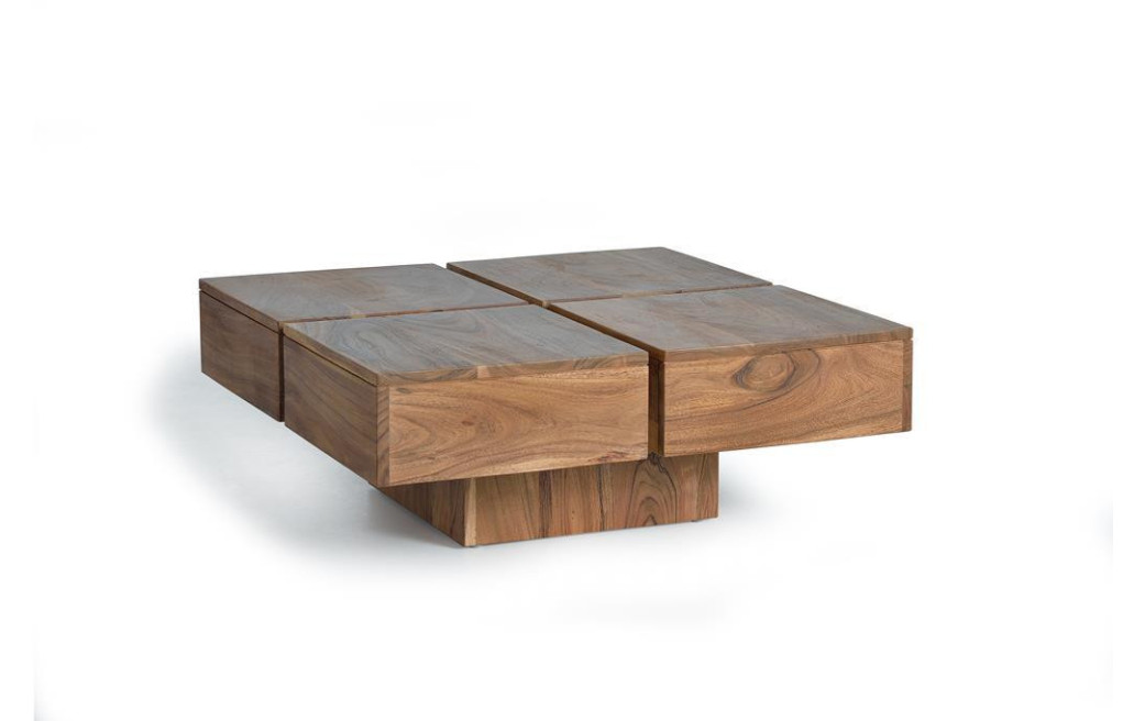 Couchtisch Holz, Eisen Braun 80x80x30cm