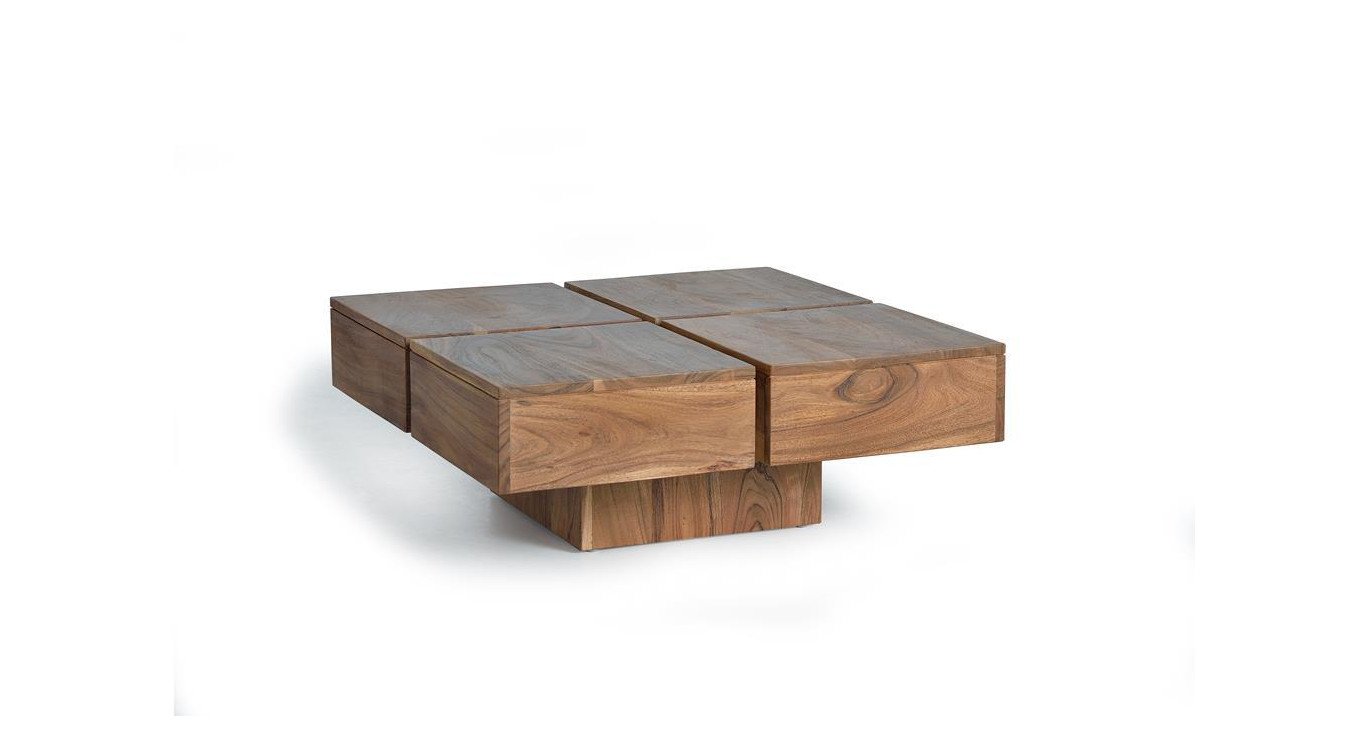 Couchtisch Holz, Eisen Braun 80x80x30cm