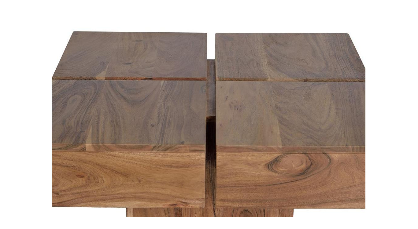 Couchtisch Holz, Eisen Braun 80x80x30cm