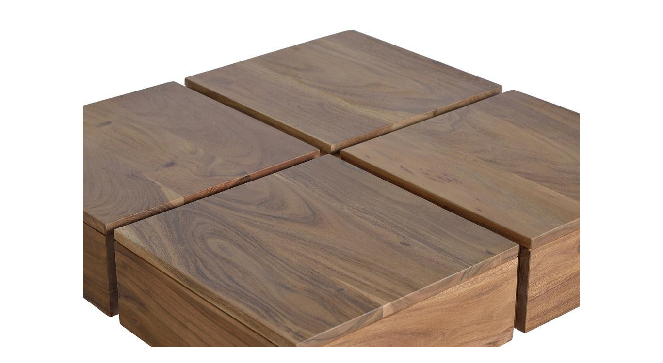 Couchtisch Holz, Eisen Braun 80x80x30cm