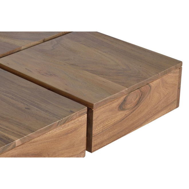 Table Basse Bois, Fer Marron 80x80x30cm