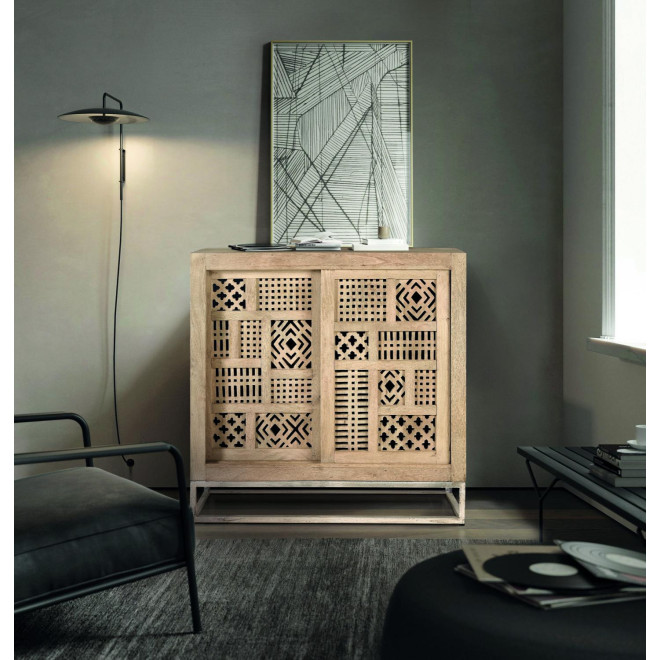 Buffet Bois, Fer Marron 90x40x90cm