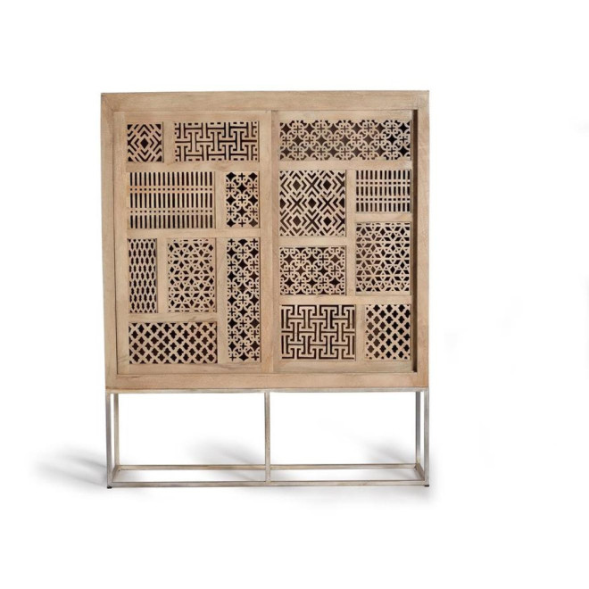 Armoire Bois, Fer Marron 140x40x170cm