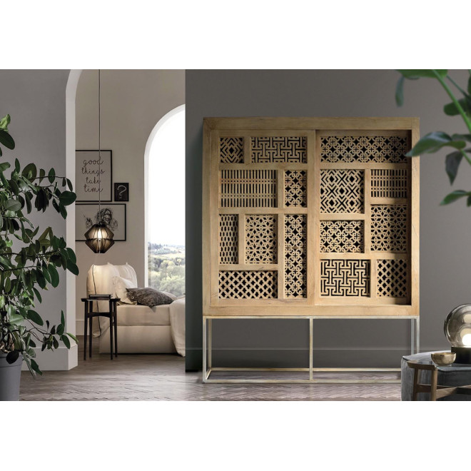 Armoire Bois, Fer Marron 140x40x170cm