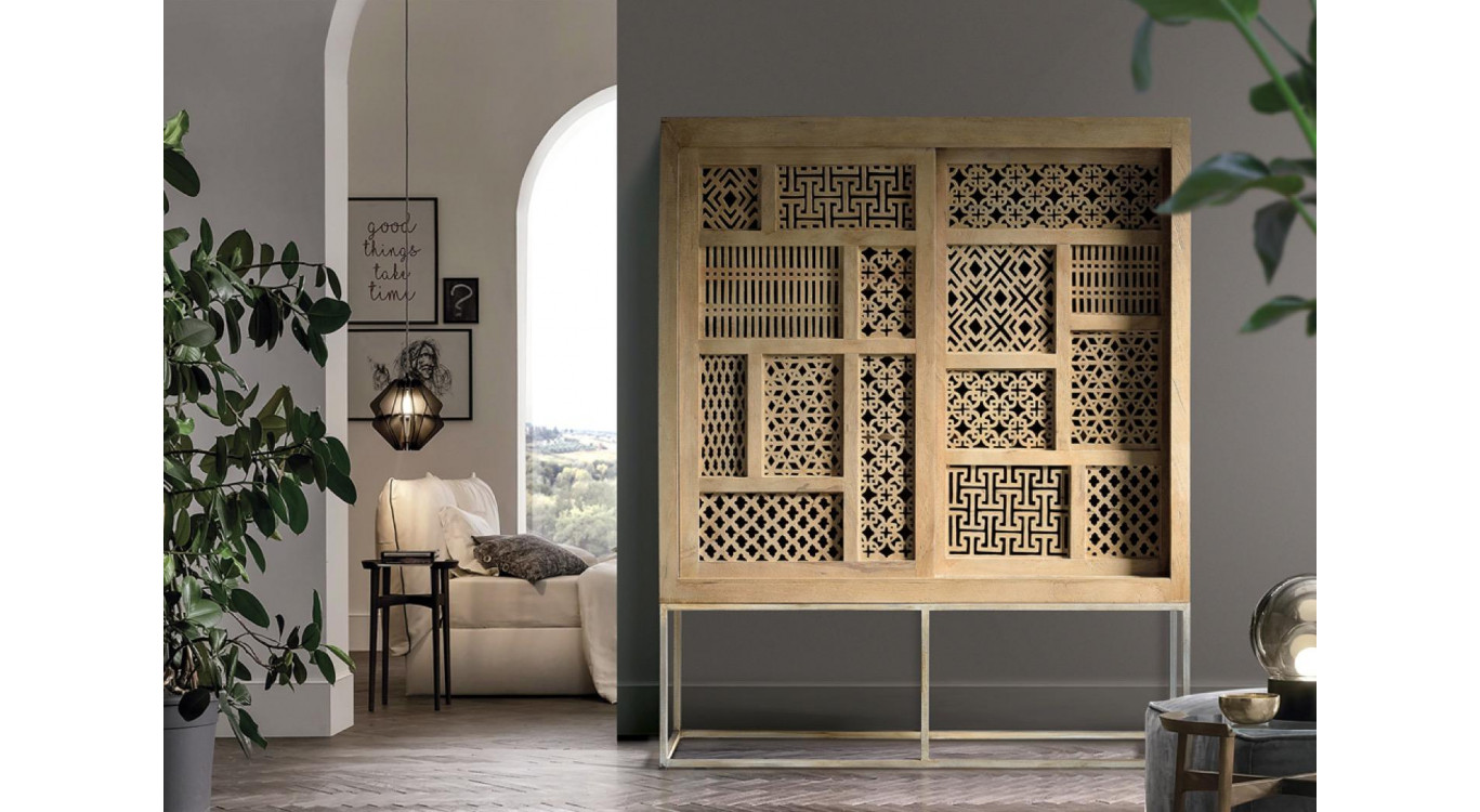 Armoire Bois, Fer Marron 140x40x170cm