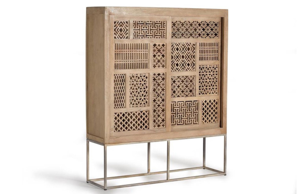 Armoire Bois, Fer Marron 140x40x170cm