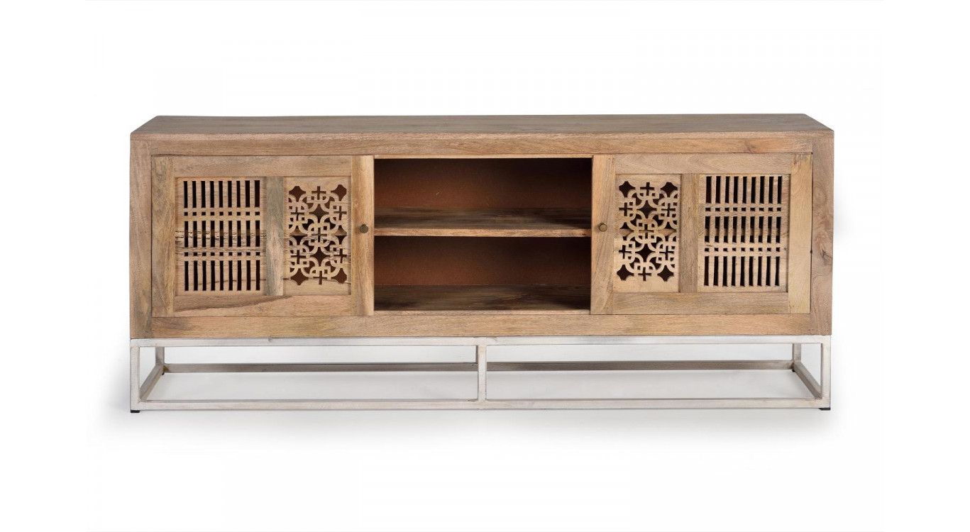 TV-Möbel Holz, Eisen Braun 65x40x160cm