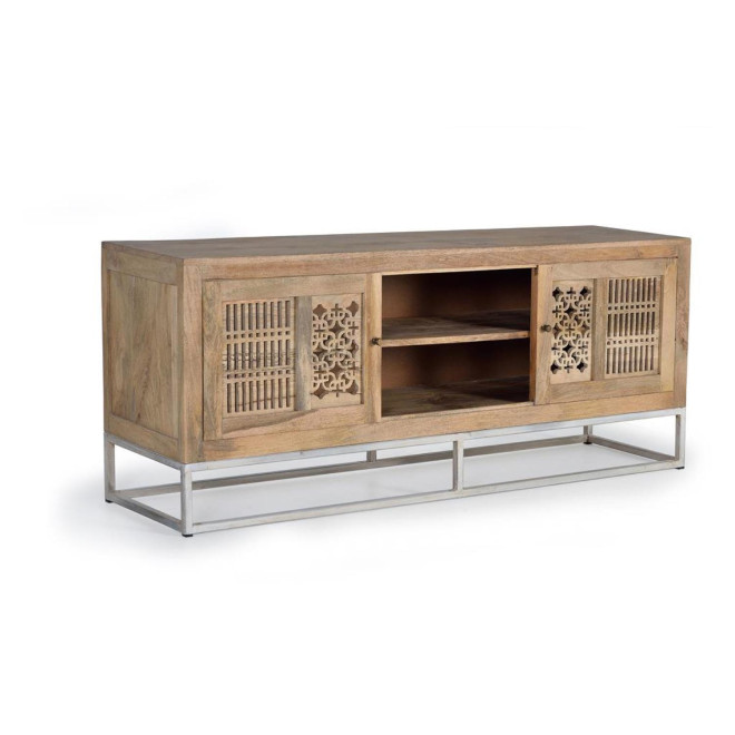 Meuble TV Bois, Fer Marron 65x40x160cm