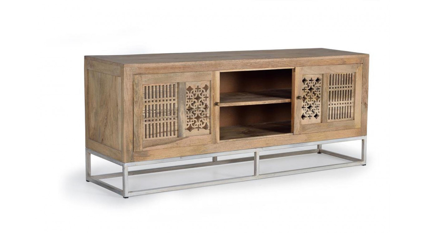 Meuble TV Bois, Fer Marron 65x40x160cm