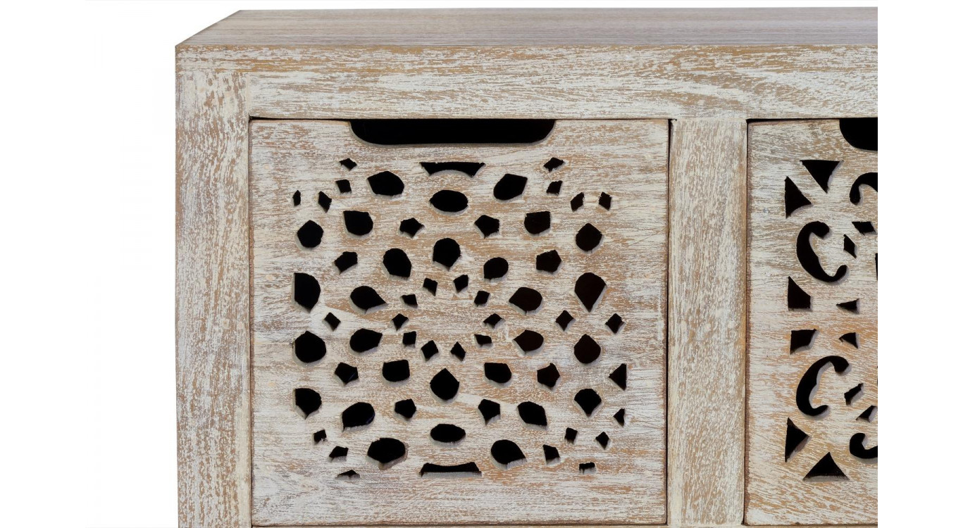 Commode 9 Tiroirs Bois, Fer Marron 88x38x102cm