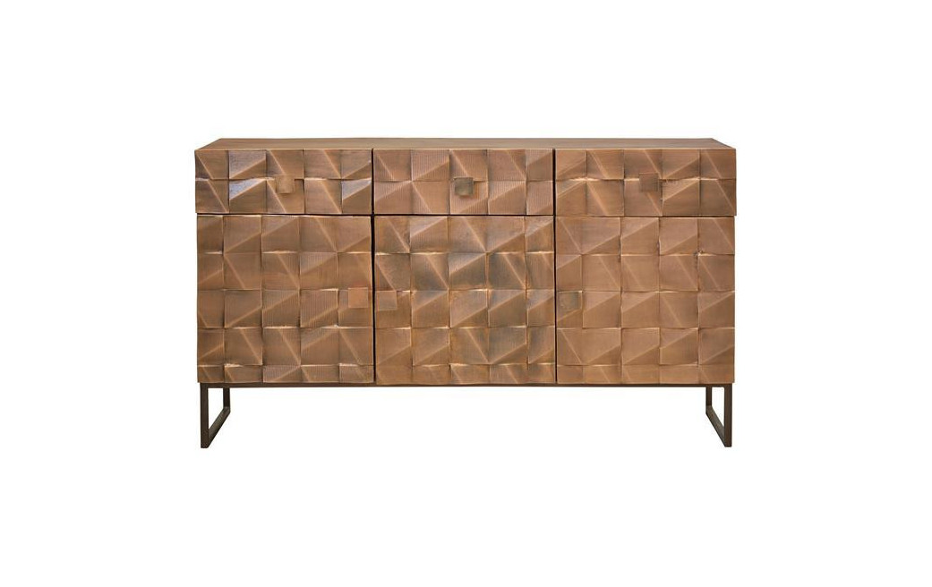 Anrichte mit 3 Schubladen Holz, Bronze Braun 142x42x80cm