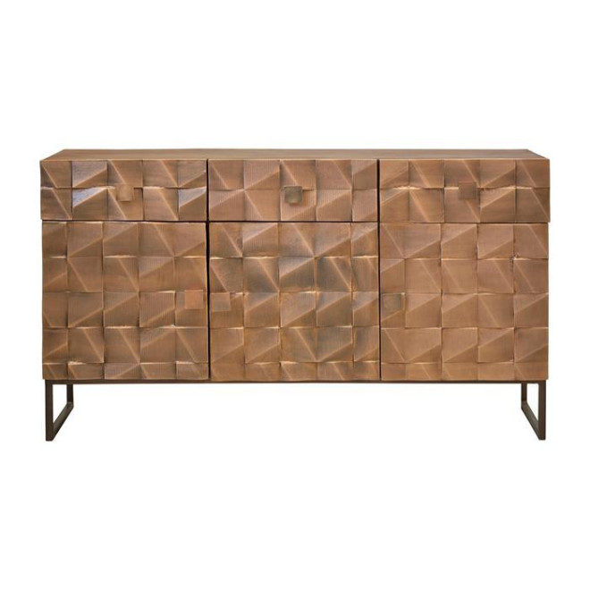 Anrichte mit 3 Schubladen Holz, Bronze Braun 142x42x80cm