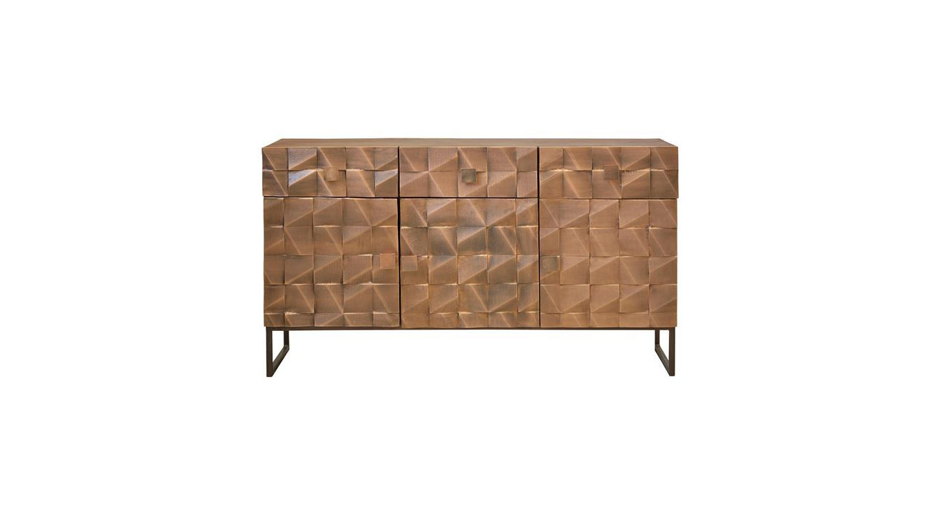 Anrichte mit 3 Schubladen Holz, Bronze Braun 142x42x80cm