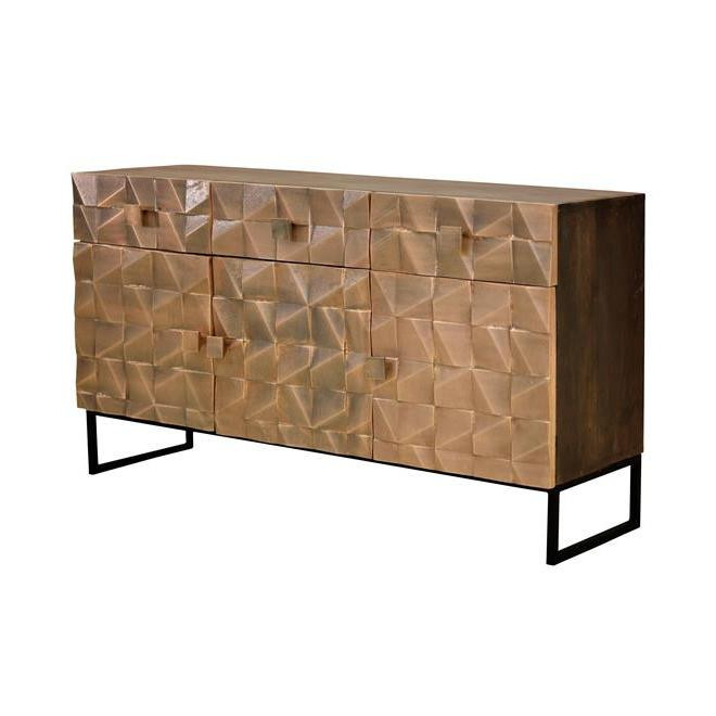 Anrichte mit 3 Schubladen Holz, Bronze Braun 142x42x80cm