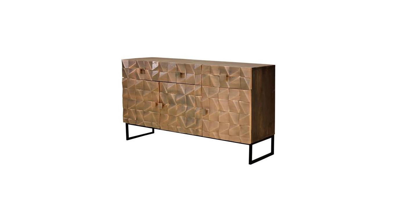 Anrichte mit 3 Schubladen Holz, Bronze Braun 142x42x80cm