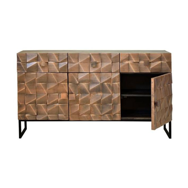 Anrichte mit 3 Schubladen Holz, Bronze Braun 142x42x80cm