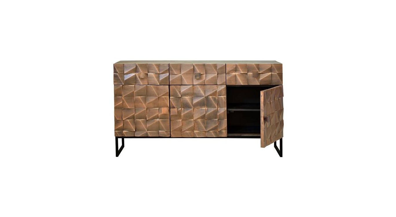 Anrichte mit 3 Schubladen Holz, Bronze Braun 142x42x80cm