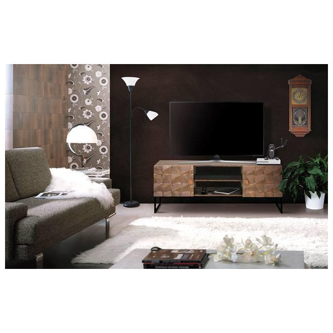 Meuble TV Bois, Bronze Marron 140x40x55cm