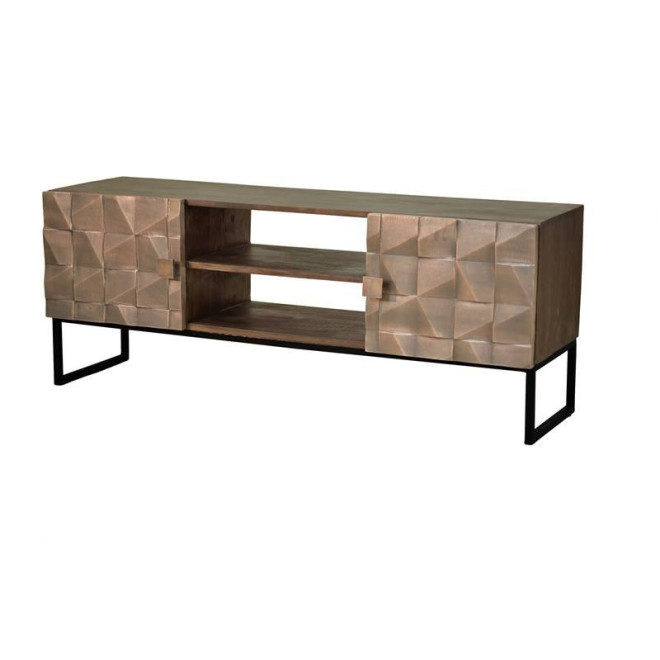 Meuble TV Bois, Bronze Marron 140x40x55cm