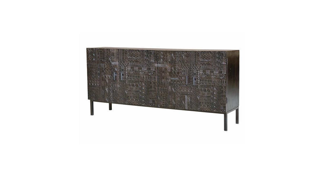 Truhe Holz, Eisen Braun 180x40x85cm