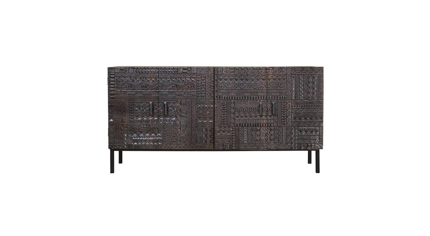 Truhe Holz, Eisen Braun 180x40x85cm