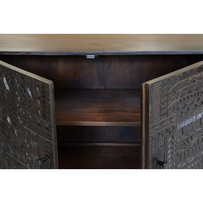 Truhe Holz, Eisen Braun 180x40x85cm