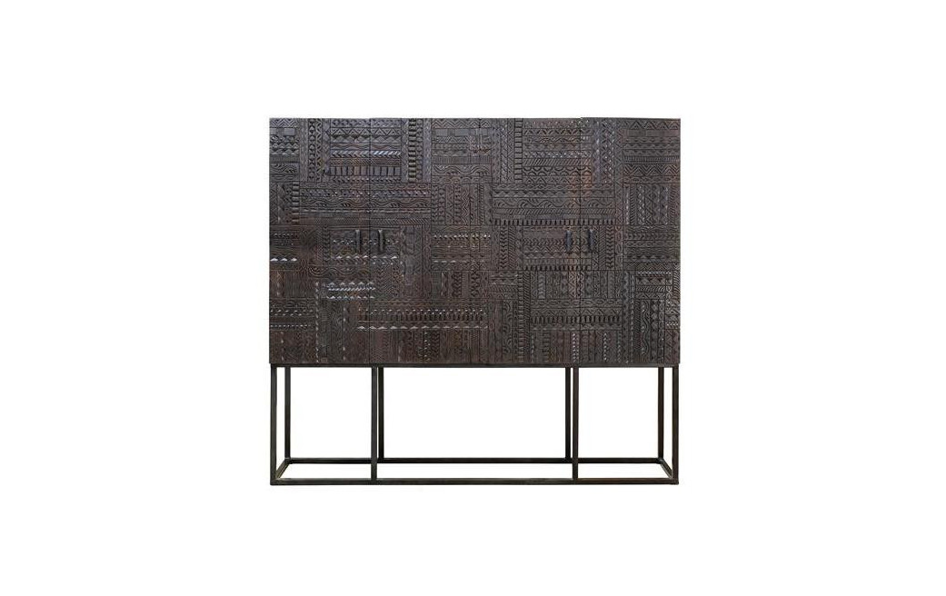 Schrank 2 Schubladen Holz, Eisen Braun 180x40x160cm