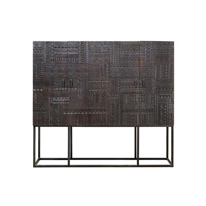 Schrank 2 Schubladen Holz, Eisen Braun 180x40x160cm