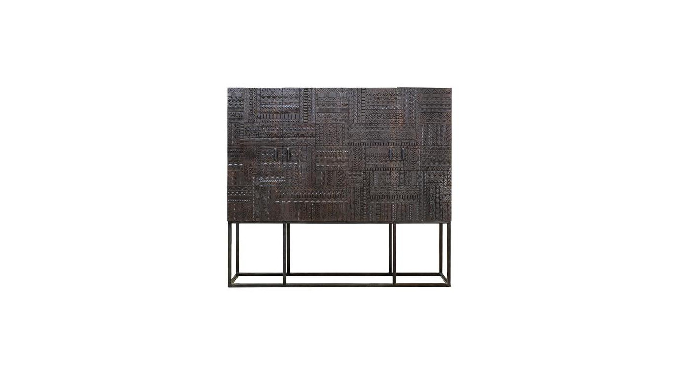 Armoire 2 Tiroirs Bois, Fer Marron 180x40x160cm