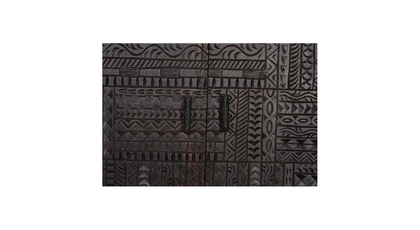 Schrank 2 Schubladen Holz, Eisen Braun 180x40x160cm