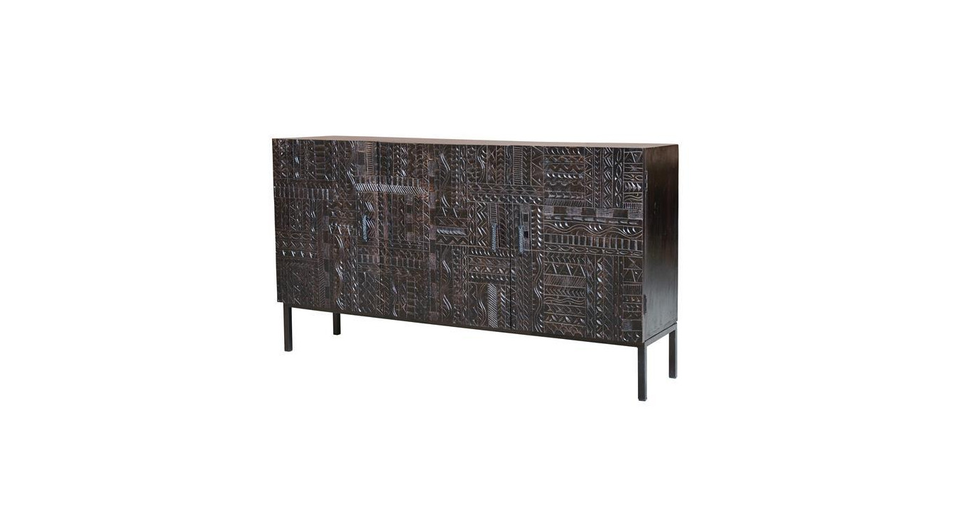 Buffet Bois, Fer Marron 150x40x85cm