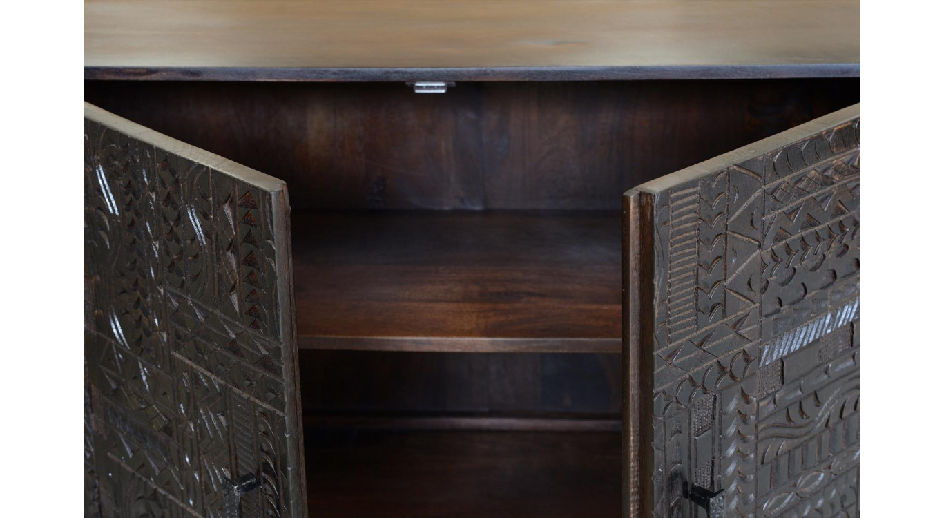 Buffet Bois, Fer Marron 150x40x85cm