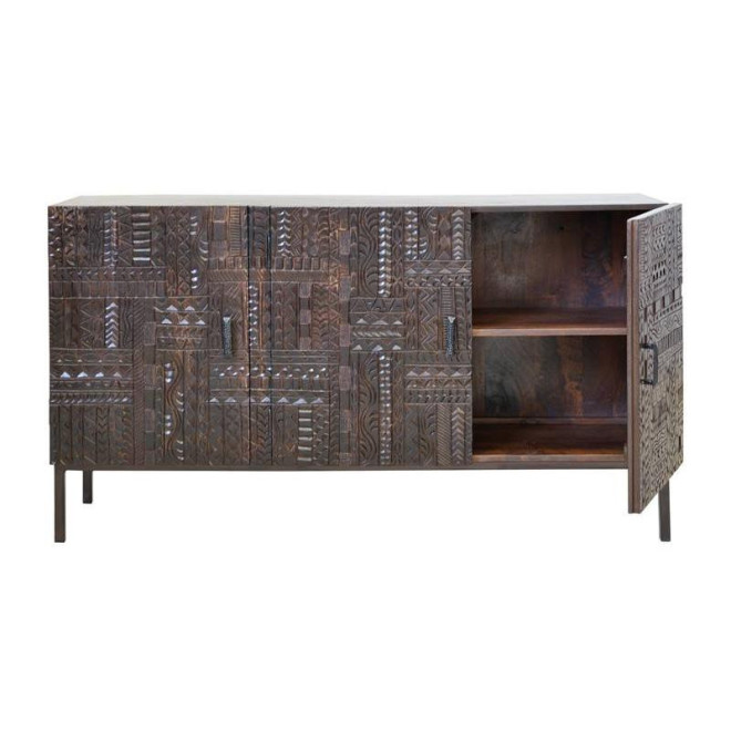 Buffet Bois, Fer Marron 150x40x85cm
