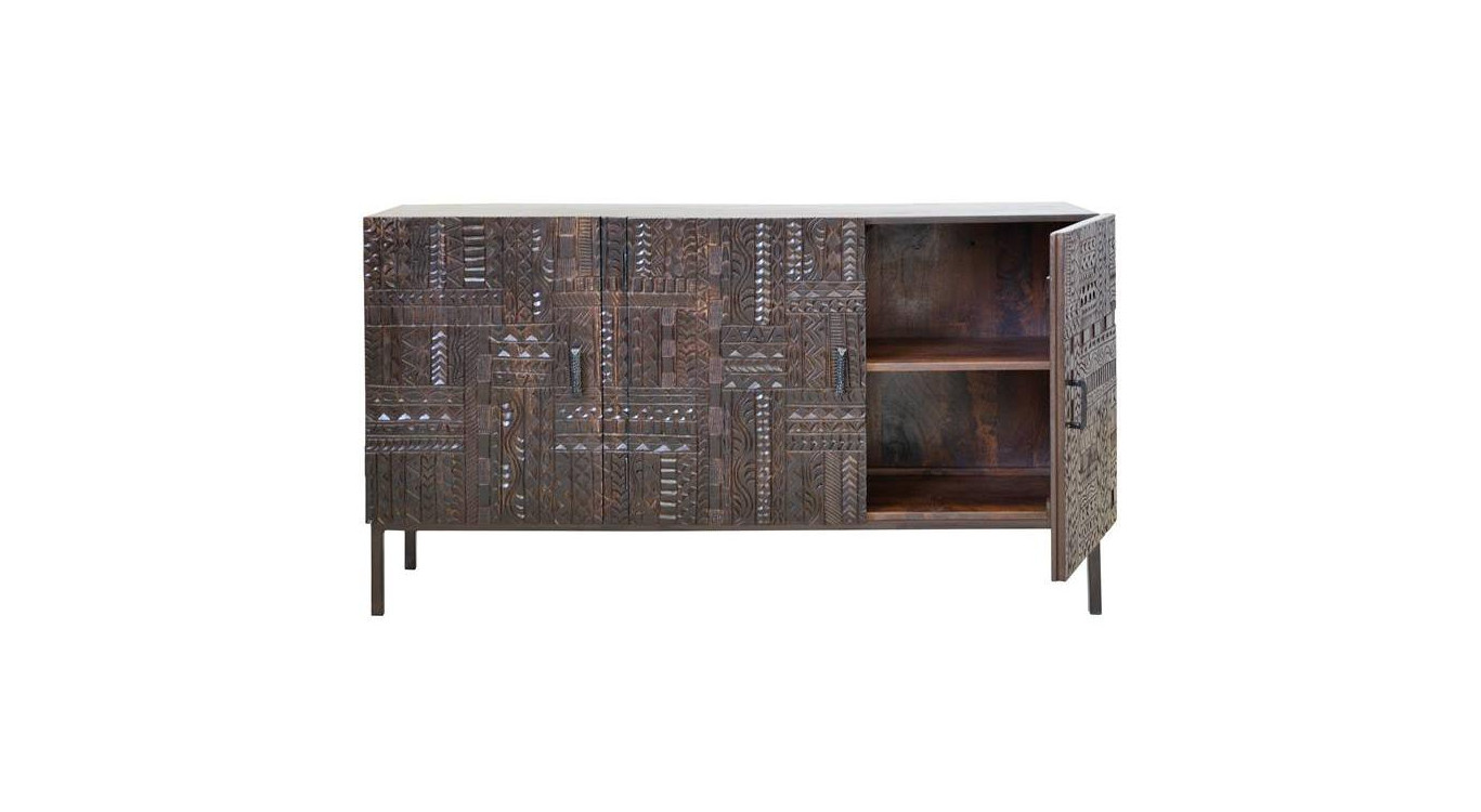 Buffet Bois, Fer Marron 150x40x85cm