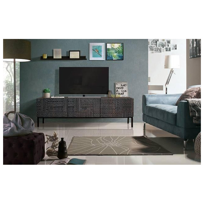 TV-Möbel mit 3 Schubladen Holz, Eisen Braun 180x40x56cm