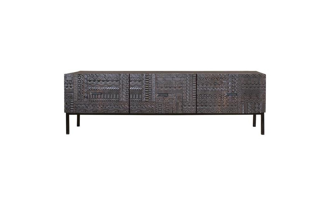 TV-Möbel mit 3 Schubladen Holz, Eisen Braun 180x40x56cm