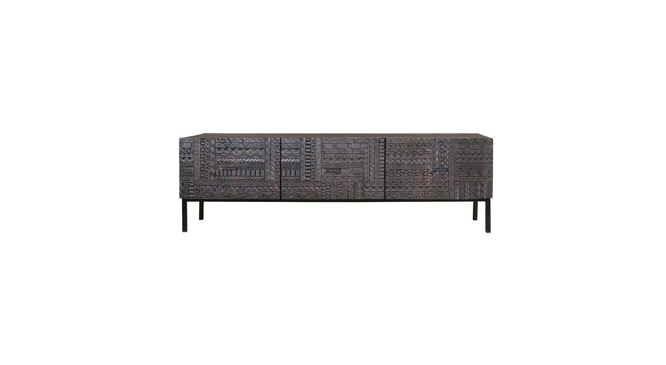 TV-Möbel mit 3 Schubladen Holz, Eisen Braun 180x40x56cm