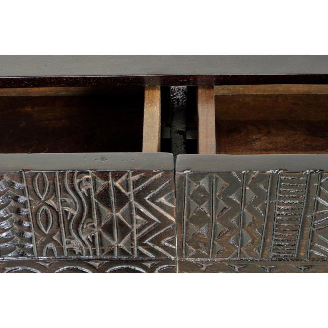 Console 2 Tiroirs Bois, Fer Marron 120x30x76cm